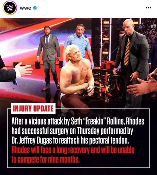 wwe cody rhodes surgery recovery victory injury